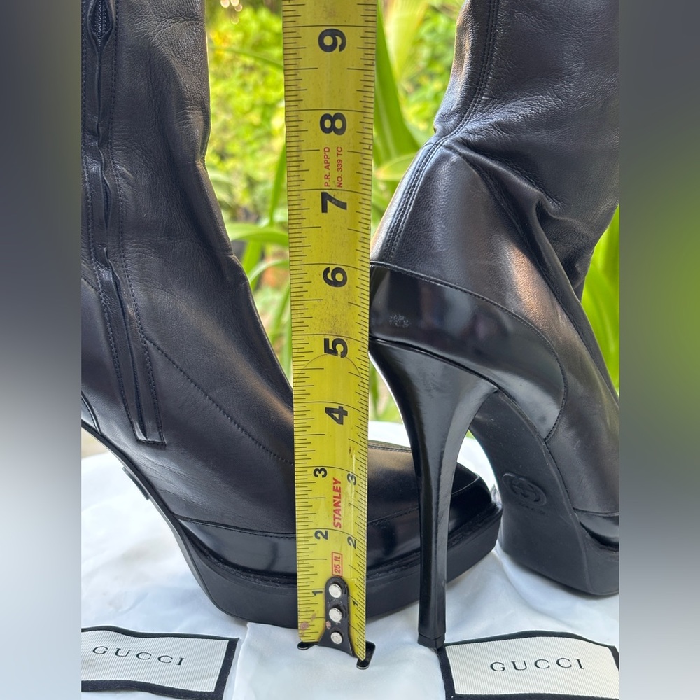 Gucci 38 wimbledon black leather platform ankle boots - Picture 7 of 7